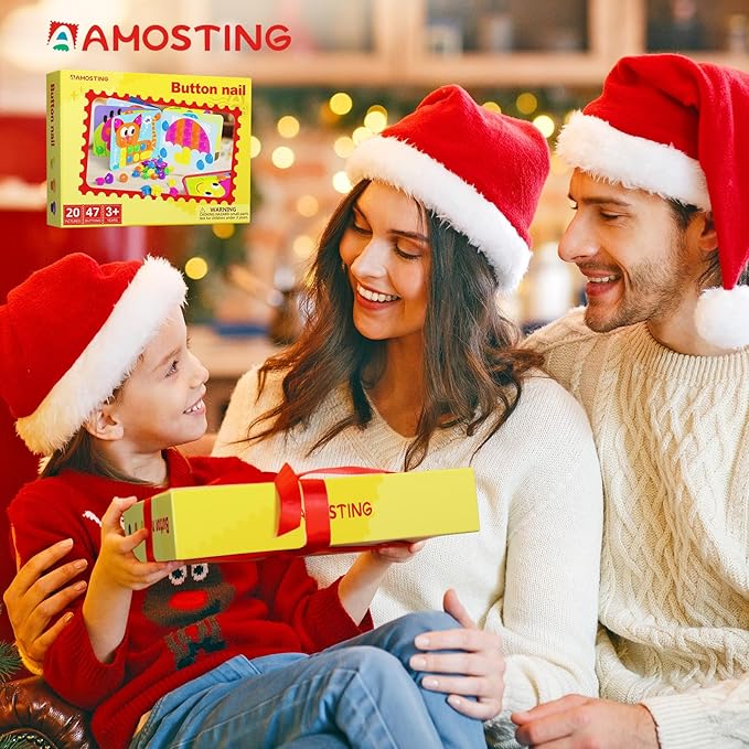 AMOSTING Button Art Toy – Educational Color Matching Mosaic Pegboard Sensory Learning Activity for Kids Age 3 4 5, Preschool Gift for Toddlers, Boys and Girls-CubbioJoy