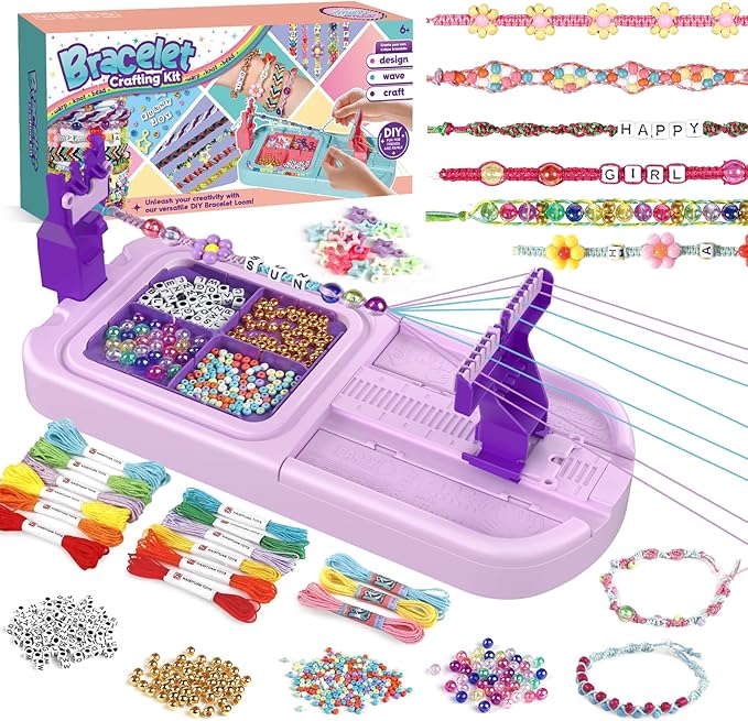 Arts and Crafts for Kids Ages 8-12,Friendship Bracelet Making Kit for Girl,DIY Arts and Crafts Maker for Kids,Jewelry Making Kit Christmas Gifts for Ages 6 7 8 9 10 11 12 Year Old (Purple)-CubbioJoy