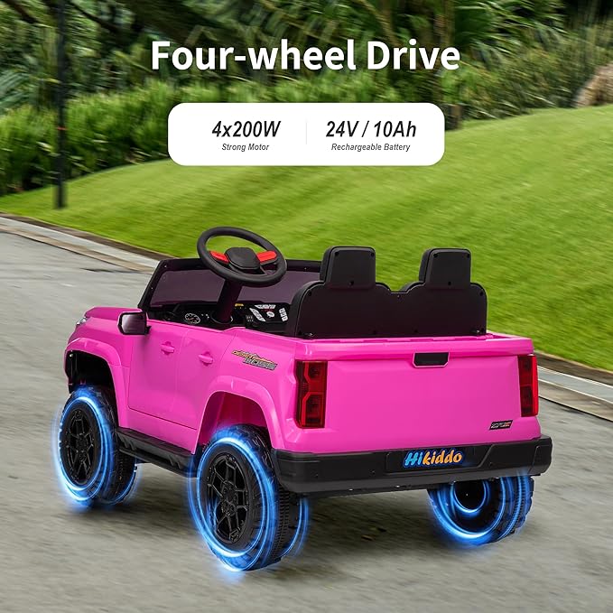 24V 2 Seater Ride on Toy for Big Kids, Electric SUV Kids Car to Drive w/Parent Remote, 2WD/4WD Switchable - Pink-CubbioJoy