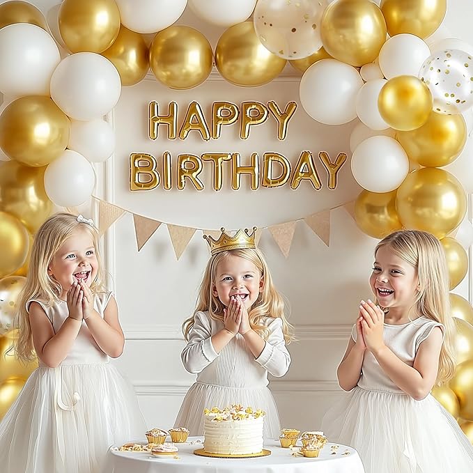 JOYIN 150 Pcs Metallic Gold Balloons, Different Sizes 18 12 10 5 Inch Gold Latex Balloon Arch Kit with Instruction for Birthday Decoration Party Graduation Wedding Holiday-CubbioJoy