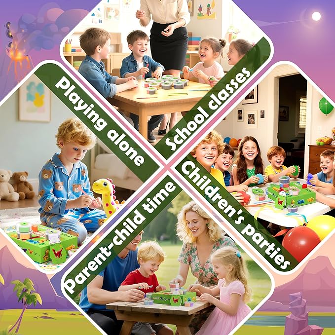 Air Dry Clay Kit - Dinosaur Theme, Modeling Clay for Kids, DIY Model Magic with Sculpting Tools and Tutorials, 12 Boxes Molding Clays, Ultra Light, Soft & Non-Toxic, Arts and Crafts Gift for Kids-CubbioJoy