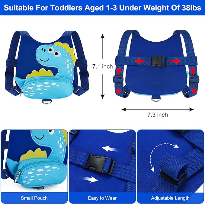 Accmor Toddler Harness Leash with Anti Lost Wrist Link, Cute Dinosaur Kids Walking Restraint Belt, Keep Child Close Hand Strap Tether for Baby Boys Girls Outdoor Travel-CubbioJoy