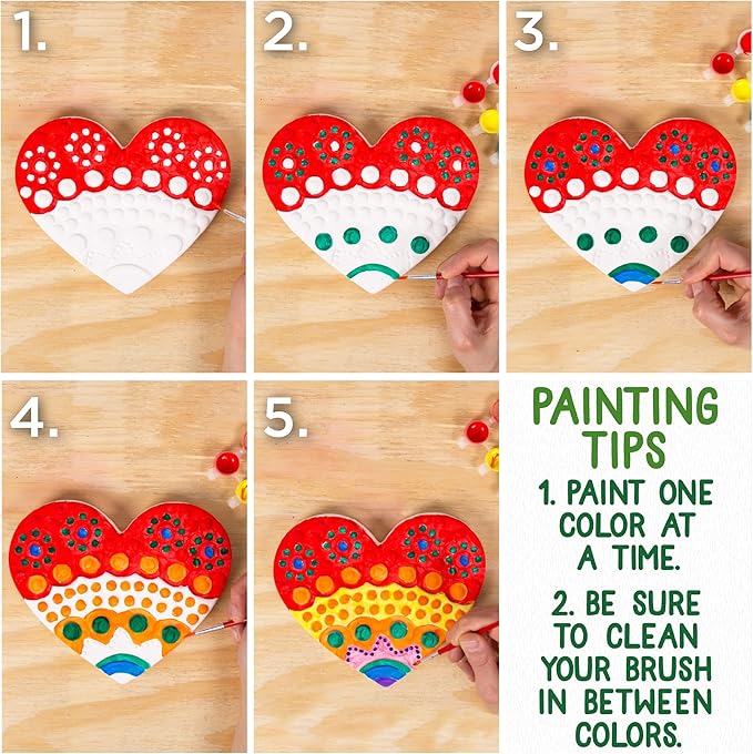 Creative Roots Mosaic Heart Stepping Stone, Includes 7-Inch Ceramic Stepping Stone & 6 Vibrant Paints, Mosaic Stepping Stone Kit, Paint Your Own, DIY Stepping Stone Kit for Kids Ages 8+-CubbioJoy