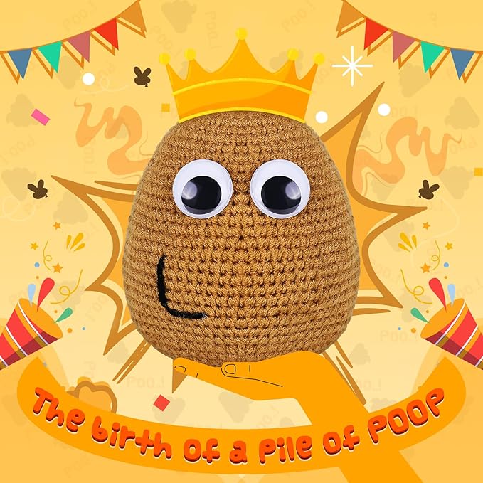 Crochetta Crochet Kit for Beginners, Crochet Kit w Step-by-Step Video Tutorials, Crochet Starter Kit Learn to Crochet Kits for Adults Kids Beginners, Crochet Poop (40%+ Yarn)-CubbioJoy