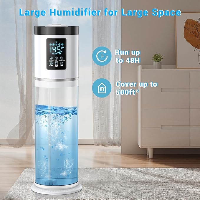 2.1 Gal Humidifiers for Bedroom Large Room, 4 Levels Cool Mist Humidifier with Clear Tank, 7 Color Lights Essential Oil Diffuser with 16H Timer, Top Fill Air Humidifier for Home Plants Office-CubbioJoy