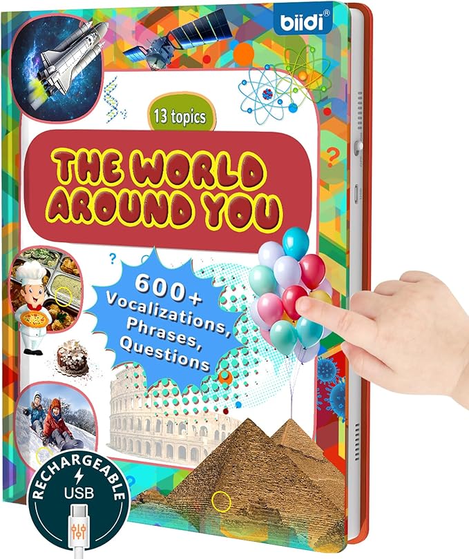 Interactive Sound Book for Kids Children,English Words Talking Book Activity for Toddler Age 3-5,Educational Learning Travel Toys for Boys Girls Birthday Gift 3 4 5 6 Year Old,Sensory Autism Toy-CubbioJoy