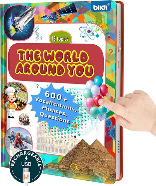 Interactive Sound Book for Kids Children,English Words Talking Book Activity for Toddler Age 3-5,Educational Learning Travel Toys for Boys Girls Birthday Gift 3 4 5 6 Year Old,Sensory Autism Toy-CubbioJoy