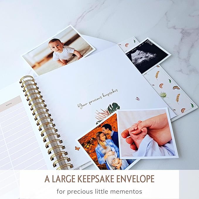 Baby Album Memory Book for Girl or Boy - First 5 Years Unisex Bohemian Rainbow Keepsake Journal to Log Newborn Milestone - Photo Album Scrapbook for Baby Shower - Unique New Parents Gifts for Couples-CubbioJoy