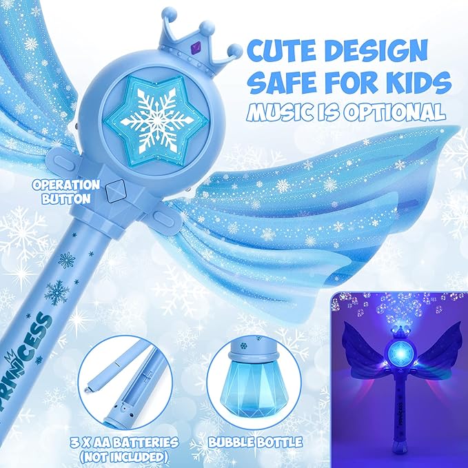 Bubble Machine for Kids, Automatic Electric Frozen Toys for Girls Princess Bubble Wand Maker Blower, Musical&Light Up Bubble Toys for Toddlers Outdoor, 3 4 5 6 7 8 Year Old Gifts-CubbioJoy