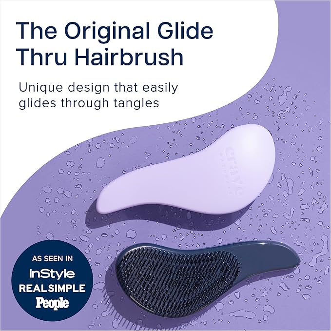 Crave Naturals Glide Thru Hair Brush - Detangler Brush for Curly, Straight, Wet or Dry Hair - Gentle Detangling Brushes for Adults, Kids, Toddlers - Hair Accessories for Women, 7.5x3" - Purple-CubbioJoy