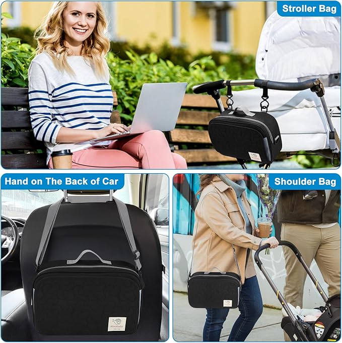 Accmor Stroller Organizer, Universal Stroller Organizer with Insulated Cup Holder Pocket, Dual Purpose Large Capacity Stroller Bag Caddy, Stroller Accessories Fits for Uppababy, Doona, Nuna Strollers-CubbioJoy