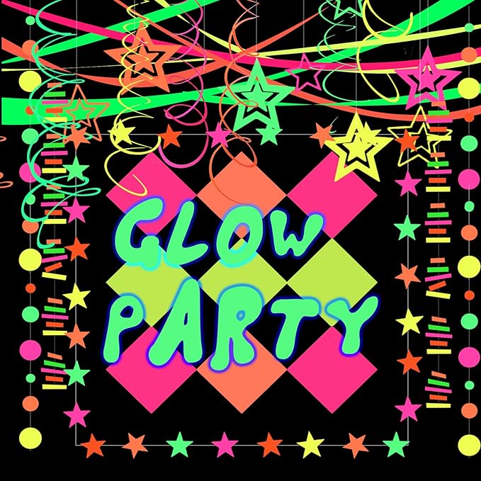 508ft UV Neon Paper Garland Crepe Streamers Glow in The Dark Party Supplies Garland Neon Party Decorations Streamers for Blacklight Reactive Fluorescent Wedding Birthday Party Decorations-CubbioJoy