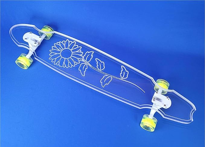 Clear Longboard Skateboard - Transparent Acrylic Long Boards with Light-Up LED Wheels for Smooth Rides - Ride The Streets in Style with Longboard Built for Beginners & Pros Alike-CubbioJoy