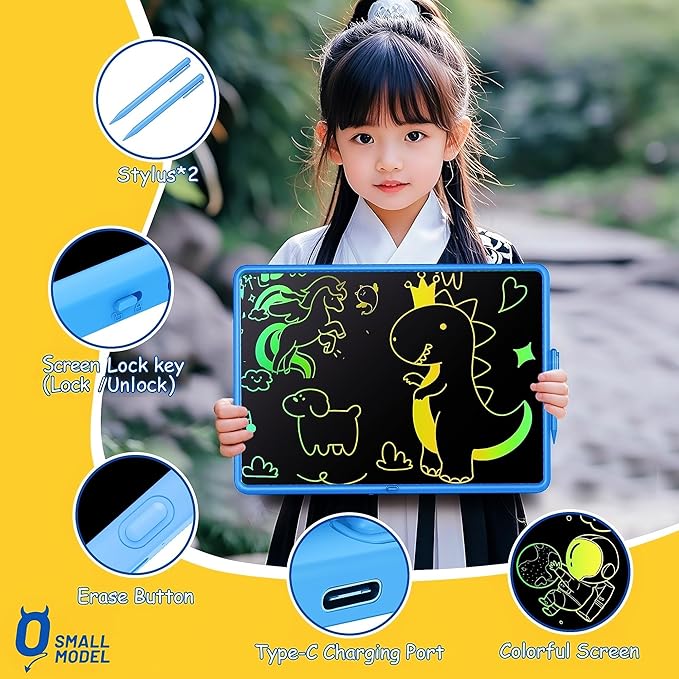 20 Inch LCD Writing Tablet for Kids, Rechargeable Large Kids Drawing Pad, Mess Free Drawing Tablet, Doodle Board, Educational & Learning Drawing Toys for Boys and Girls Aged 3+ Years Old Birthday Gift-CubbioJoy