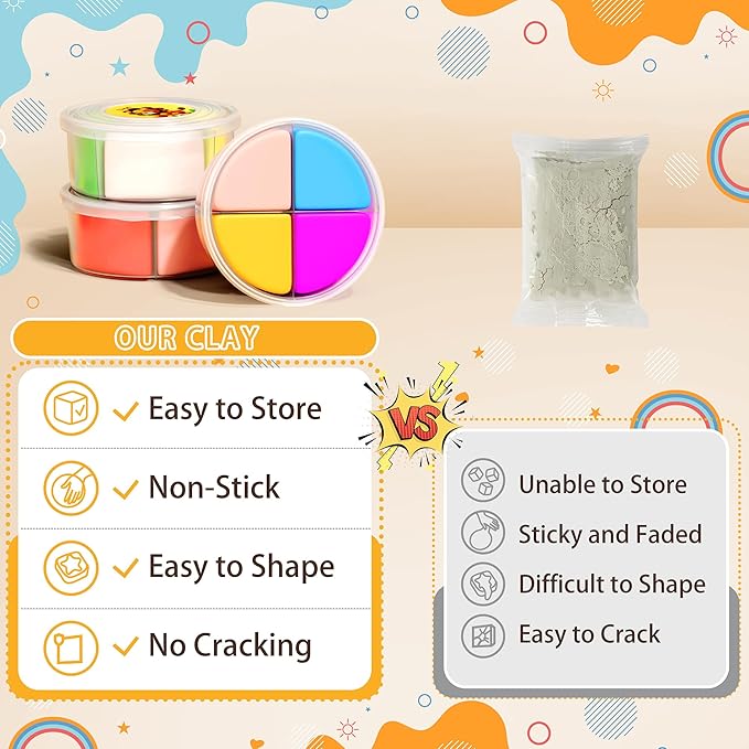 Air Dry Clay Kit - Animal Theme, Modeling Clay for Kids, DIY Model Magic Clay with Sculpting Tools and Tutorials, 12 Boxes Molding Clay, Ultra Light, Soft & Non-Toxic, Arts and Crafts Gift for Kids-CubbioJoy