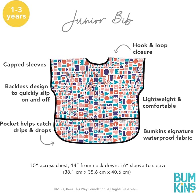 Bumkins Bibs - Toddler Bibs, Waterproof, Large for 1-3 Years, Short Sleeve-CubbioJoy