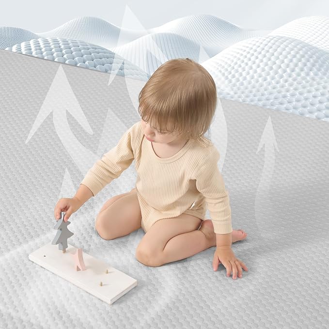 Baby Play Mat for Summer, 1.3 Thick Extra Large Memory Foam Cooling Floor Tummy Time Mat, Soft & Breathable, Non-Slip Rectangular for Toddlers’ Playtime & Rest(Grey,79"x118")-CubbioJoy