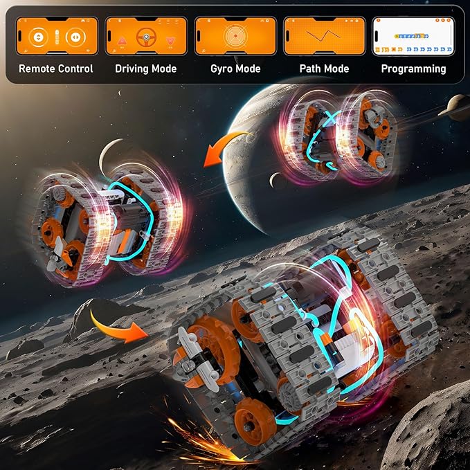 5in1 STEM Building Toys for Kids 6-14, Remote & APP Controlled Mech Robots/Heavy Tanks/Tracked Racer STEM Building Kit for Kid Science Learning, 552 Pcs DIY Building Blocks Set Gifts for Boys & Girls-CubbioJoy