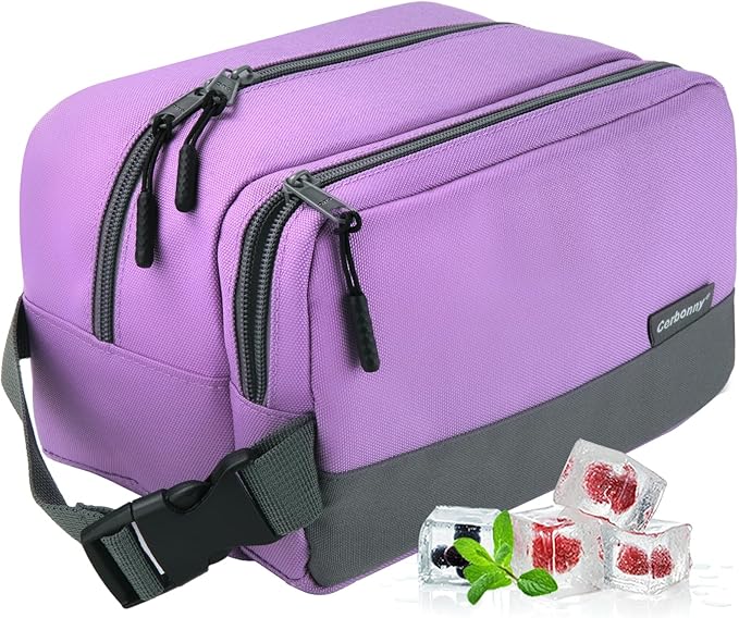 Cerbonny Small Cooler Bag Freezable Lunch Bag, Small Lunch Bag Insulated with Ice Pack, Double Layer Insulated Snack Bag for Work School Trip, Mini Cooler Bag Ideal for Fresh Snacks (Purple Double)-CubbioJoy