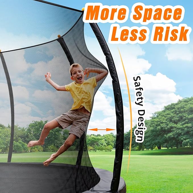 14FT Pumpkin Trampoline with Basketball Hoop, Balance Bar and Enclosure Net, Outdoor Trampoline for Kids and Adults, Capacity 880 lbs-CubbioJoy