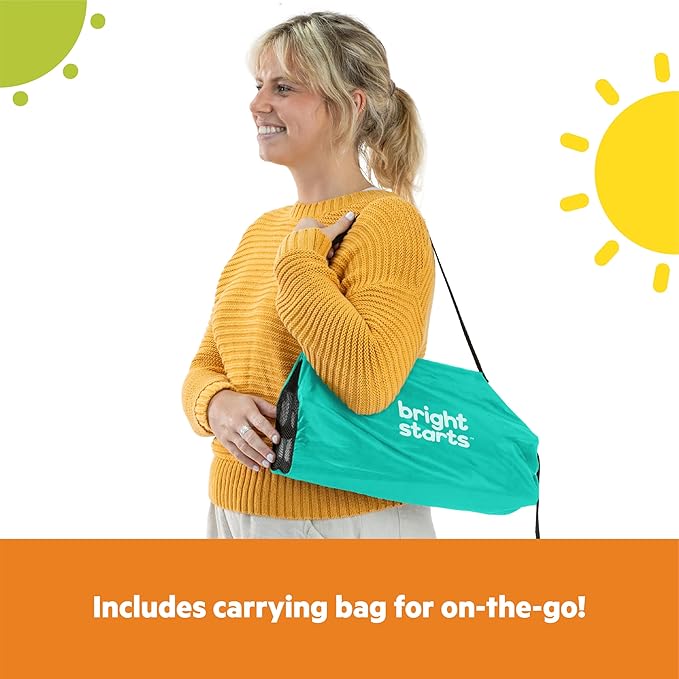 Bright Starts Pop 'N Sit Portable Booster, Indoor/Outdoor Use, Floor Seat with Feeding Tray, Teal, 6 Mos - 3 Yrs-CubbioJoy