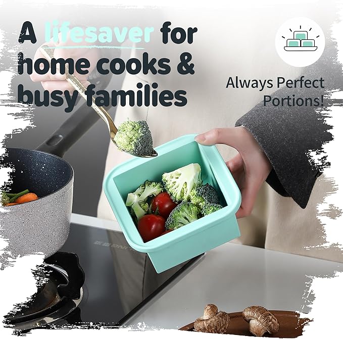 2-Cup Silicone Freezer Trays with Lids – Perfect for Meal Prep, Portion Control, and Easy Freezing-Meal Prep Container Molds for Soup,Leftovers (Bondi Mint, 4 Pack)-CubbioJoy