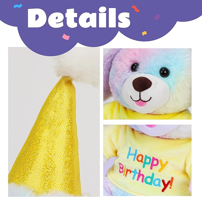 Cuteoy Happy Birthday Dog Musical Stuffed Animal Shaking Singing Dancing Plush Puppy Toy Electric Interactive Animated Plushies Gifts for Kids Girls Boys-CubbioJoy