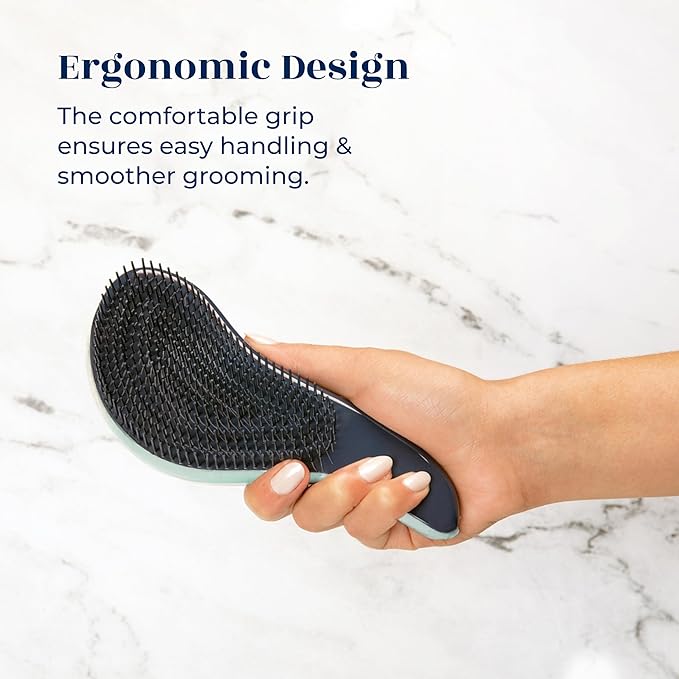 Crave Naturals Biggie Glide Thru Hair Brush - Detangler Brush for Curly, Straight, Wet or Dry Hair - Gentle Detangling Brushes for Adults, Kids, Toddlers - Hair Accessories for Women, 8.4"x3.4" - Mint-CubbioJoy