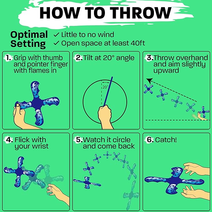 Boomerang Cool Toys For Ages 8-13 - Best 6 Year Old Boy Birthday Gift Soft Kid Toys For Boys & Girls to Play Indoors or Outdoors - Gift for Kids 6 7 8 9 10 11 12 & Up 7 Year Old Birthday Party Favor-CubbioJoy