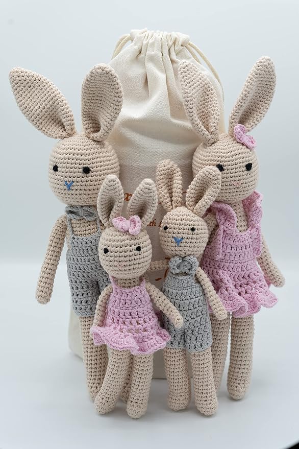 Bunny Family Mom, Handmade Crochet Plushie Doll, Amigurumi, Baby/Toddler Doll-CubbioJoy