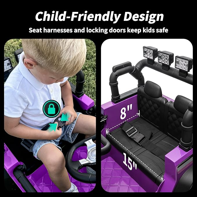 12V Kids Ride on Car Truck, Kids Electric Vehicles Car Ride on Toy for Toddlers 3-5 with Remote Control - Purple-CubbioJoy
