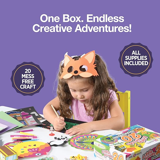 20 Arts & Crafts Kit for Kids, All-Inclusive, No Mess Craft Kits & Supplies for Boys & Girls – DIY Creative Activity, Easy Step-by-Step Guide, Individually Packaged Crafts, Christmas Gift, Travel Gift-CubbioJoy