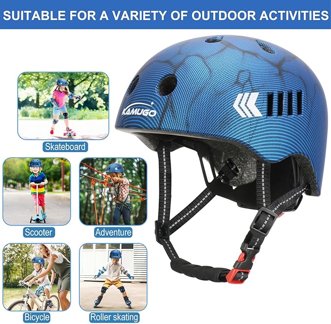 KAMUGO Kids Bike Helmet Set, Toddler Helmet for Ages 2-8 Boys Girls with Sports Protective Gear Set Knee Elbow Wrist Pads for Skateboard Cycling Scooter Rollerblading-CubbioJoy