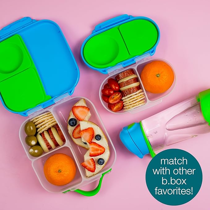 b.box Snackbox | Mini Bento Lunch Box with 2 Leakproof Compartments | Ideal for Toddlers, Kids Lunch & Snacks | Fits Whole Piece of Fruit | BPA Free - Ocean Breeze-CubbioJoy