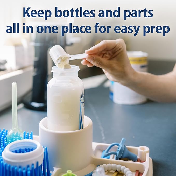 Dr. Brown's 2-in-1 Dry & Prep Silicone Mat, Silicone Baby Bottle Drying Mat with Removable Pegs for Baby Essentials, Built-in Bottle Prep, BPA-Free-CubbioJoy