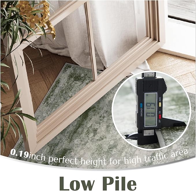 jinchan Green Floral 2x3 Rugs for Entryway - Vintage Washable Area Rug Ultra-Thin Low-Pile Soft Small Non-Slip Distressed Doormat for Entrance Kitchen Bedroom Bathroom (2x3ft,Forest Green)-CubbioJoy