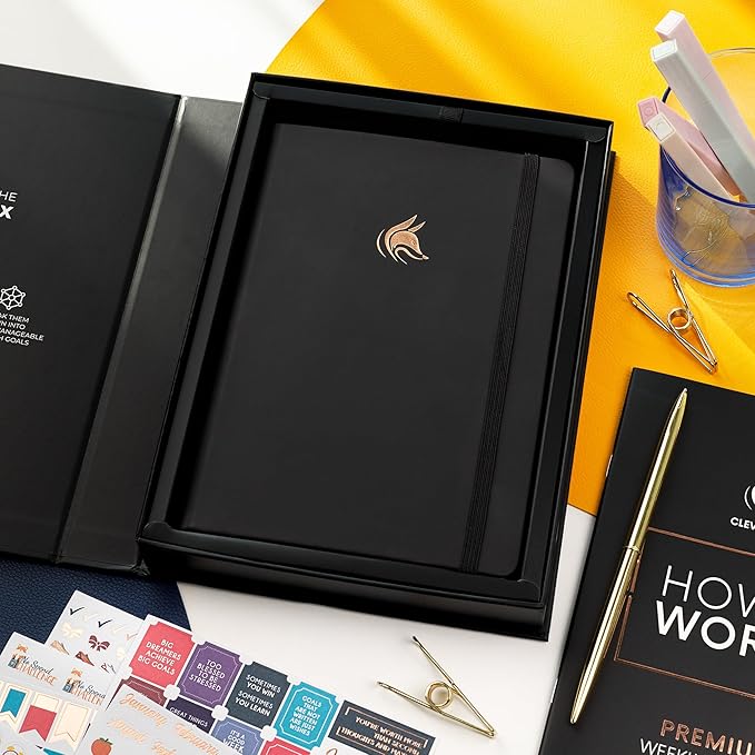 Clever Fox Planner Premium Edition – Undated Luxurious Weekly & Monthly Planner to Increase Productivity and Hit Your Goals – Organizer – Start Anytime, A5, Lasts 1 Year, Black (Weekly)-CubbioJoy