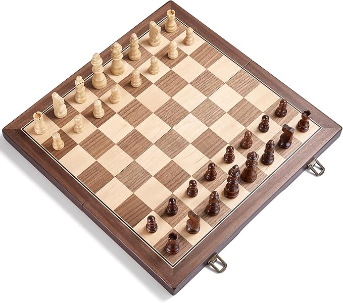 AMEROUS 15'' Magnetic Wooden Chess Set for Adults Kids - with Folding Board, Gift Package, Pieces Storage Slots, Handmade Pieces,Chess Board Game Set for Tournament Professional Beginner-CubbioJoy