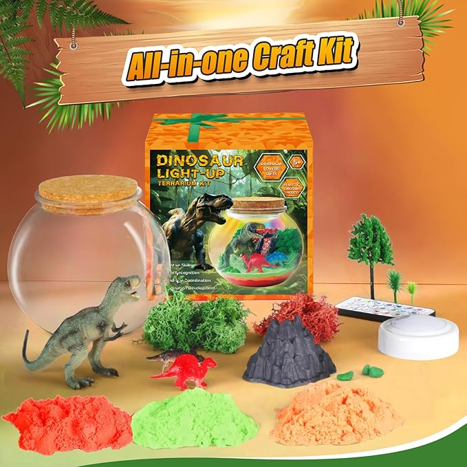 Dinosaur Activities Toys-Dinosaur Terrarium Craft Kits for Boys-Birthday Gifts for Kids Age 4 5 6 7 8 Years Old-CubbioJoy