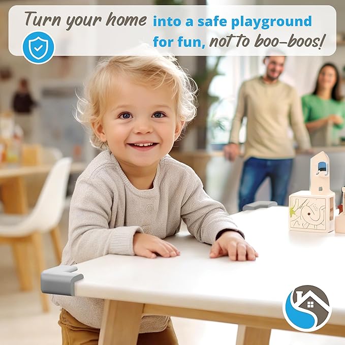 8-Pack Corner Protectors Baby Proof, Furniture Corner and Edge Safety Bumpers, Soft Rubber Foam Cushion Covers, 3M Taped Corner Guards, Baby Child Proofing Pads, Table Corner Protectors, Grey-CubbioJoy