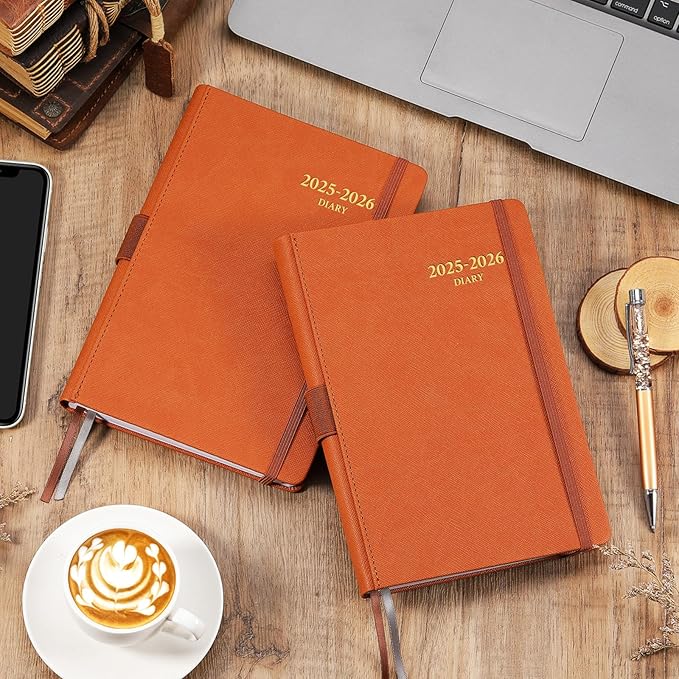 2025-2026 Appointment Book & Planner - Jul 2025 - Jun 2026, Daily Hourly Planner, 5.75" X 8.25", 60-Minute Interval, Faux Soft Leather Cover, Premium Paper, Academic Calendar with Pen Loop, Inner Pocket-CubbioJoy