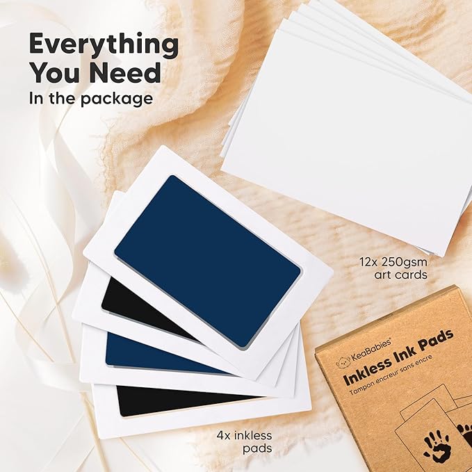 4-Pack Inkless Baby Hand and Footprint Kit - Mess Free Ink Pad for Newborn Keepsake, Dog Nose & Paw Print Kit, Clean Touch Ink Pad for Baby Hand & Footprints, Ideal New Mom Gifts (Jet/Navy)-CubbioJoy