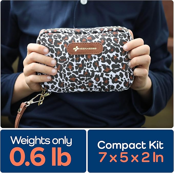 Keep Going Travel First Aid Kit for Kids – 130 Pc.for Purse, Diaper Bag, Backpack, & Suitcase, with Latex-Free Bandages – 7 x 5 x 2 in. Travel First Aid Kit TSA-Approved-CubbioJoy