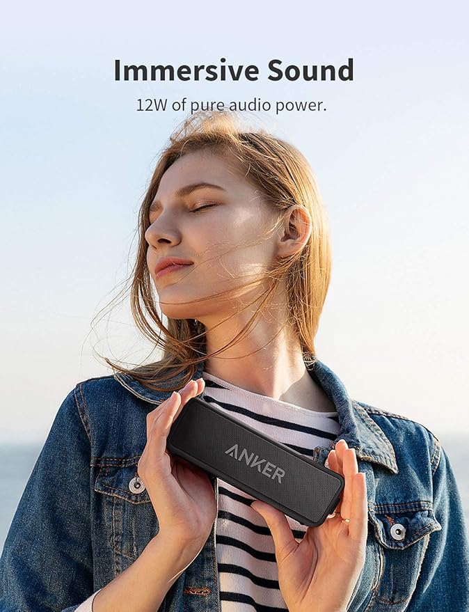 Anker Soundcore 2 Portable Bluetooth Speaker with Stereo Sound, Bluetooth 5, Bassup, IPX7 Waterproof, 24-Hour Playtime, Wireless Stereo Pairing, Speaker for Home, Outdoors, Travel-CubbioJoy