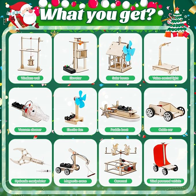 Christmas Advent Calendar 2024 Stem Kits Calendar for Kids Boys- 24 Days Christmas Countdown Educational Projects Crafts Advent Calendar Wooden Puzzles Xmas Surprise Gift for Kids Teens-CubbioJoy