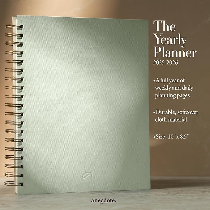 Anecdote Planner 2026 (8.5" x 10") Daily Planner Weekly Monthly Planner - 52 Weeks w/Library Buckram Cover, Brass Spiral - A4 Size Bleed-Resistant Paper – Dutch Blue-CubbioJoy