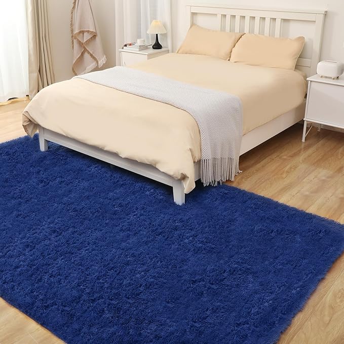 3x5 Blue Rug, Area Rugs for Living Room, Soft Plush Area Rugs for Bedroom, Non-Slip Indoor Carpet for Nursery, Study Room, Playroom, Home Decor-CubbioJoy
