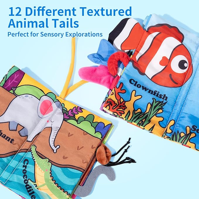 Baby Books 0-6 Months, 2PCS Crinkle Books for Babies, Touch and Feel Sensory Cloth Book 6-12 Months, Tummy Time Toys, Baby Toys for Newborn 6 Page Pink-CubbioJoy