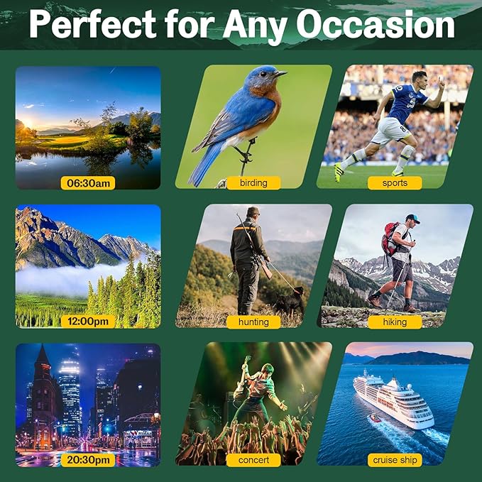 15x30 Compact Binoculars for Adults and Kids - Occer Large View High Powered Binoculars for Bird Watching - Lightweight Easy Focus Binocular with Low Light Vision for Outdoor Hunting Travel - Black-CubbioJoy