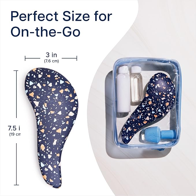 Crave Naturals Glide Thru Hair Brush - Detangler Brush for Curly, Straight, Wet or Dry Hair - Gentle Detangling Brushes for Adults, Kids, Toddlers - Hair Accessories for Women, 7.5"x3" - Terazzo-CubbioJoy